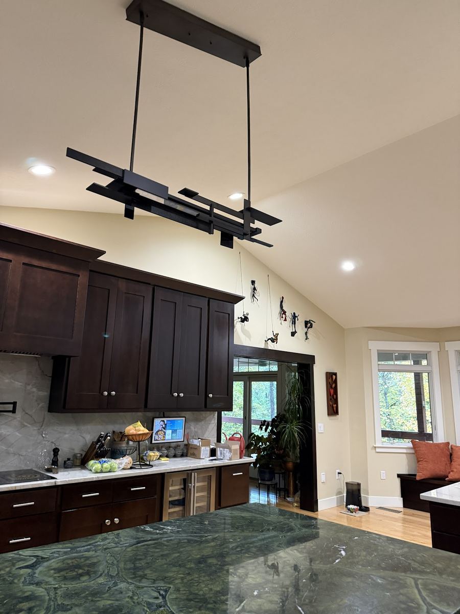 Residential kitchen pendant light fixture installed by Top Phase Electric